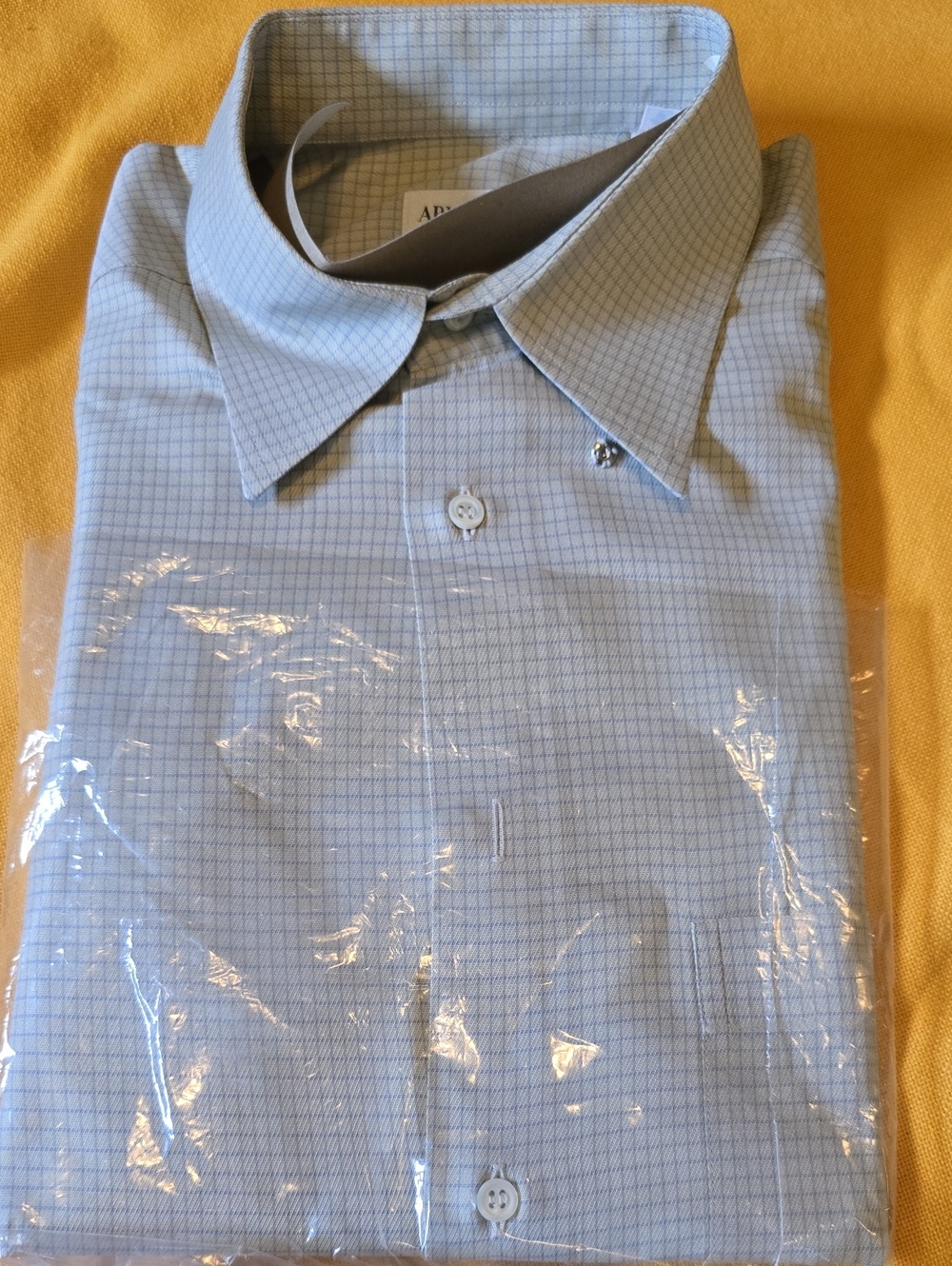 Vintage Armani Collezioni Light Blue Checked Dress Shirt